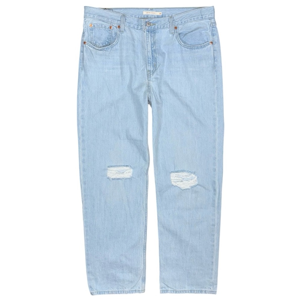Levi’s Low Pro Straight Jeans Women’s 32 Charlie Won Light Wash Distressed Denim